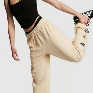 Victoria secret pink racing joggers NWT XXL Women's Cream Sweatpants